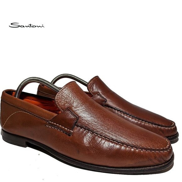 Santoni Driving Loafers Moc Toe Sz 9D - Picture 1 of 14